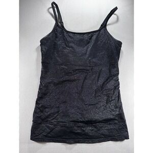 Flexees Nylon Shapewear Camisole  Womens Black Silver Shimmer Adjust Strap XL